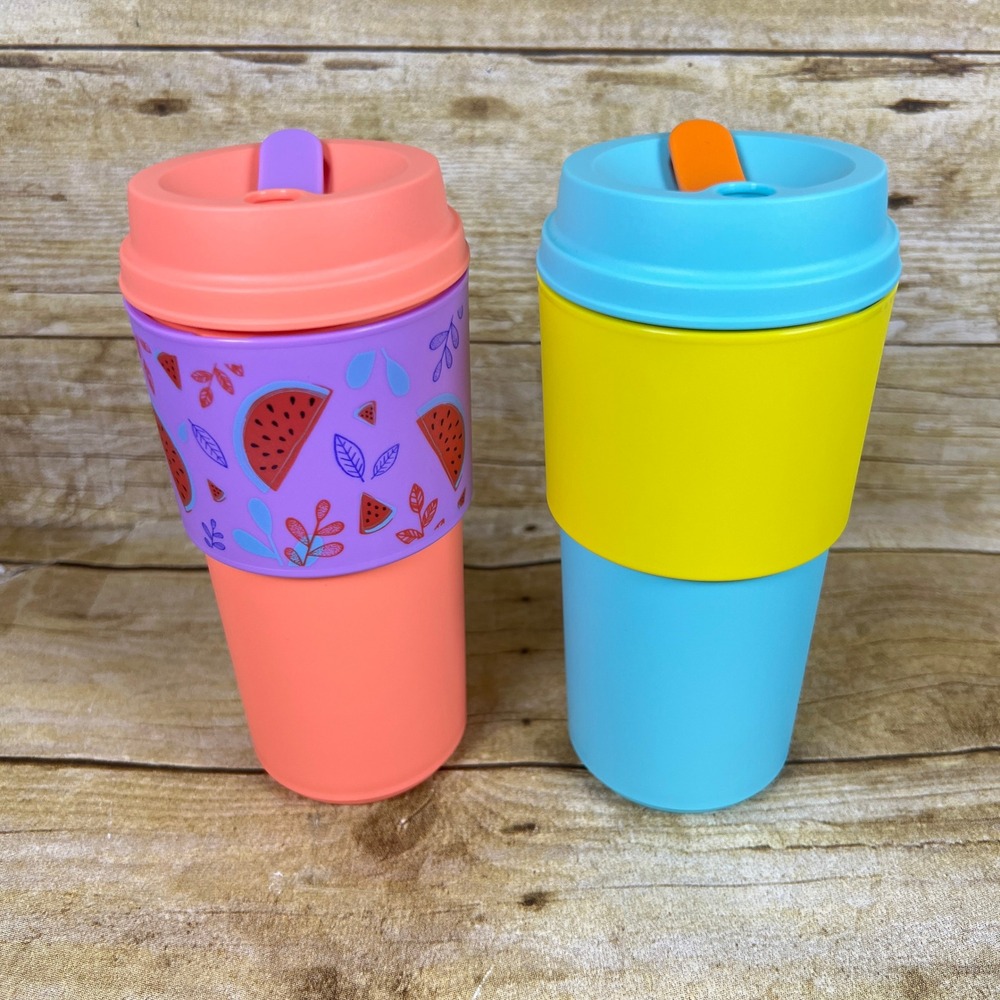 Tupperware Eco To Go 16 oz Cups Tumblers Watermelon Travel Mug